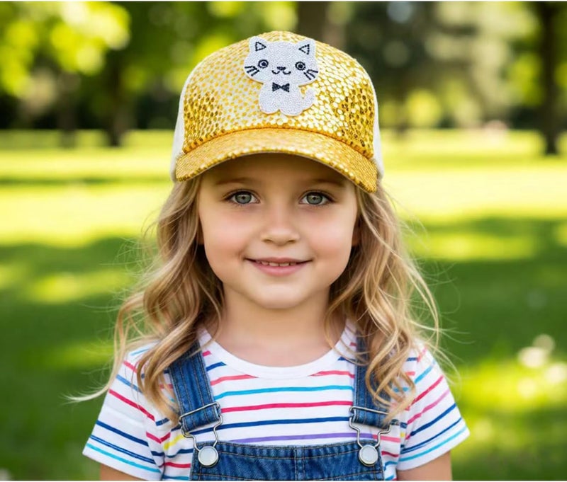 Dot Kids Cat Ear Baseball Cap Girls Cute Kitty Adjustable Snapback Trucker Hat for Summer Sport Travel Hiking 2-15Y - Image 2